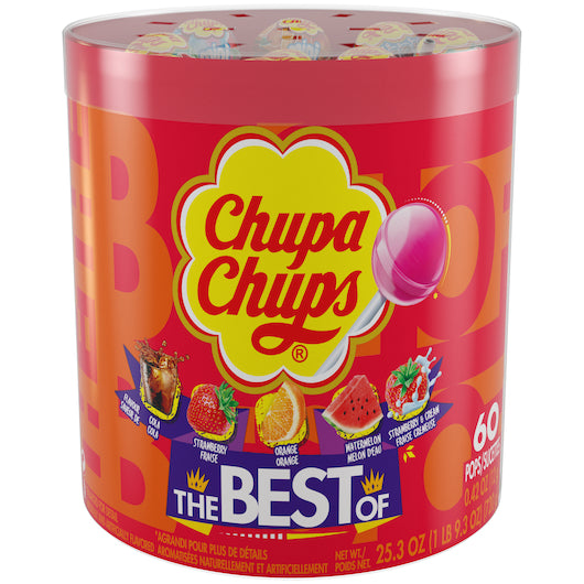 Chupa Chups Best Of Lollipops Drum-0.42 oz.-60/Box-8/Case