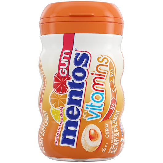 Mentos Gum Vitamin Gum Citrus-45 Piece-6/Box-6/Case