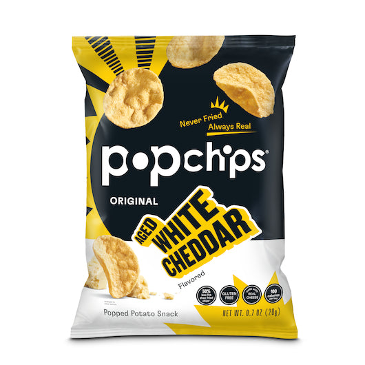 Popchips Aged White Cheddar Popped Potato Chips-0.7 oz.-24/Case