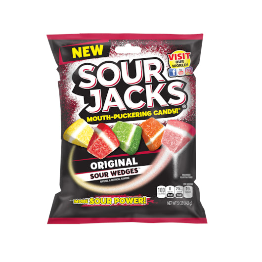 Sour Jacks Original Sour Wedges Gummy Candy-5 oz.-12/Case