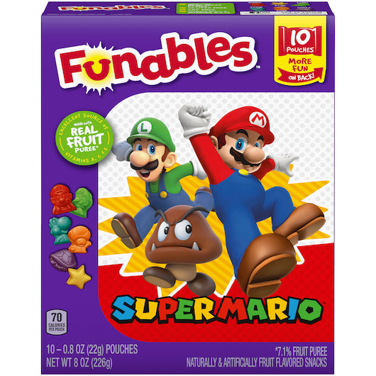 Ferrara Funables Super Mario Fruit Snacks-8 oz.-8/Case