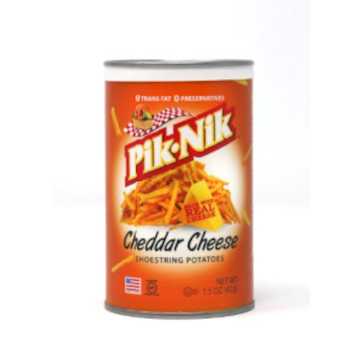 Pik-Nik Single Serve Cheddar Cheese Shoestring Potatoes-1.5 oz.-48/Case