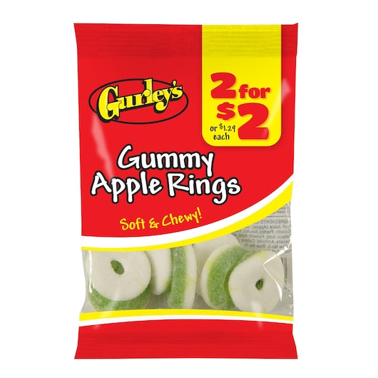 2 For $2 Apple Rings Gummy Candy-3.25 oz.-12/Case