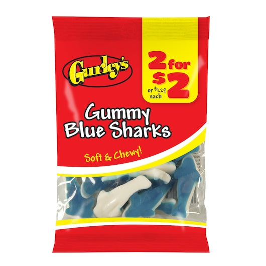 2 For $2 Blue Sharks Gummy Candy-3.5 Each-12/Case