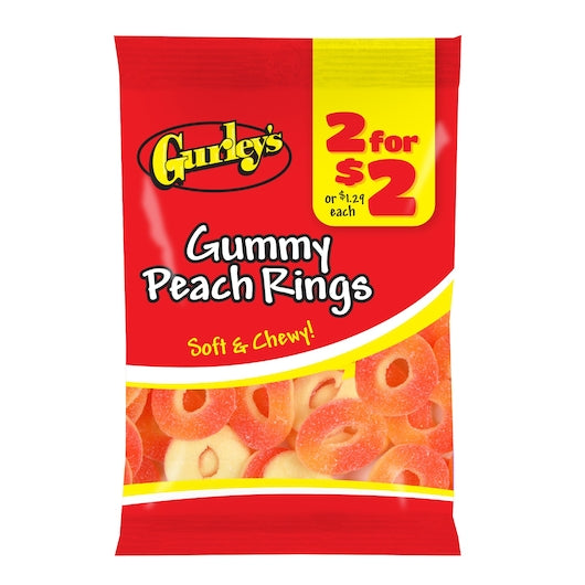 2 For $2 Peach Rings Gummy Candy-3.75 Each-12/Case