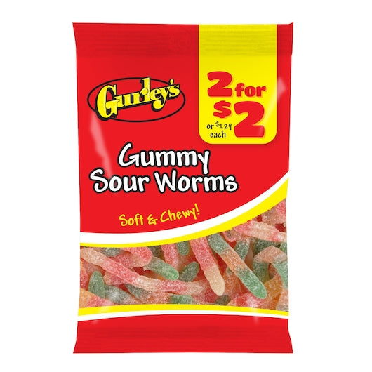 2 For $2 Sour Gummy Worms-3.75 Each-12/Case