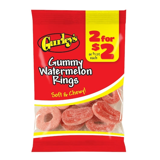 2 For $2 Watermelon Rings Gummy Candy-3.25 oz.-12/Case
