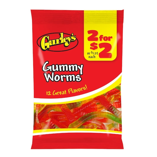 2 For $2 Gummy Worms-3.5 oz.-12/Case