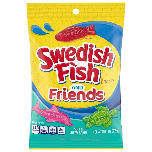 Swedish Fish & Friends Berry Gummy Candy Peg Bag-8.04 oz.-12/Case