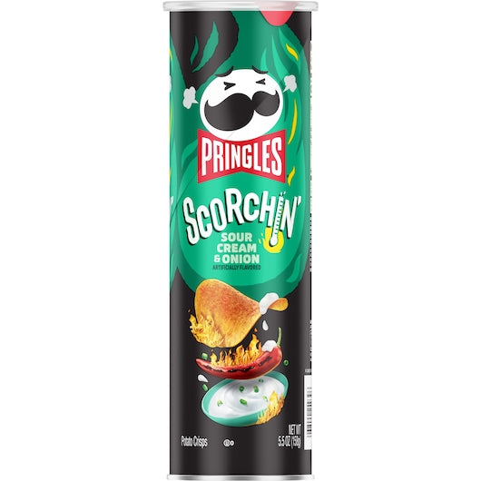 Pringles Scorchin Sour Cream & Onion Potato Crisp-5.5 oz.-14/Case