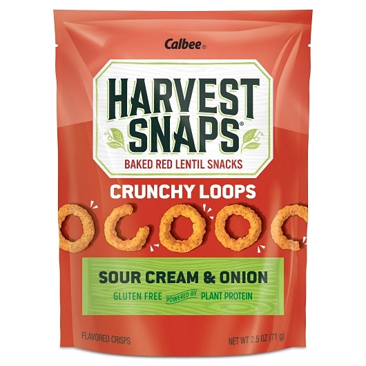 Harvest Snaps Red Lentil Crunchy Loops Sour Cream & Onion-2.5 oz.-12/Case