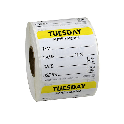 Ncco Removable Labels Tuesday 2"X2"-500 Each-1/Case