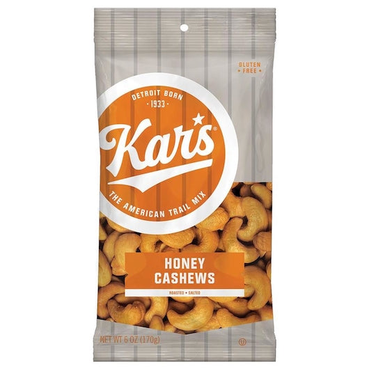 Second Nature Kar's Honey Cashews Pp3-6 oz.-12/Case