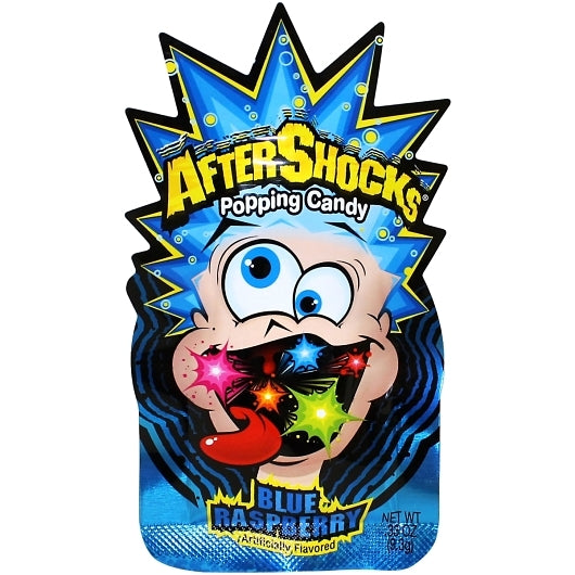 Aftershocks Popping Candy Blue Raspberry-0.33 oz.-24/Box-8/Case