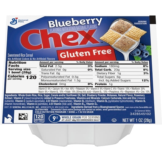 Chex Blueberry Cereal Bowlpack-1 oz.-96/Case