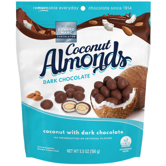 Edward Marc Coconut Almonds In Dark Chocolate-5.5 oz.-10/Case