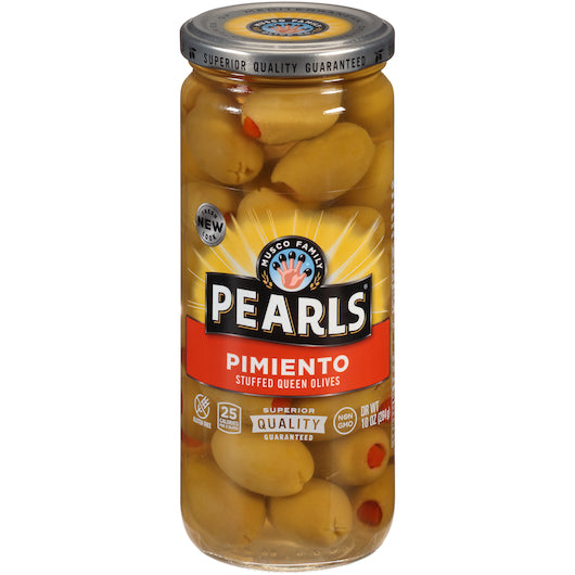 Pearls Pimiento Stuffed Olives Jar-10 oz.-12/Case