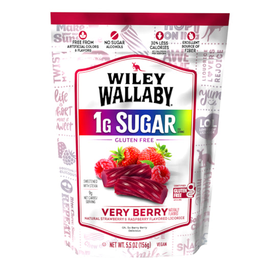 Wiley Wallaby Low Sugar Very Berry Licorice-5.5 oz.-8/Case