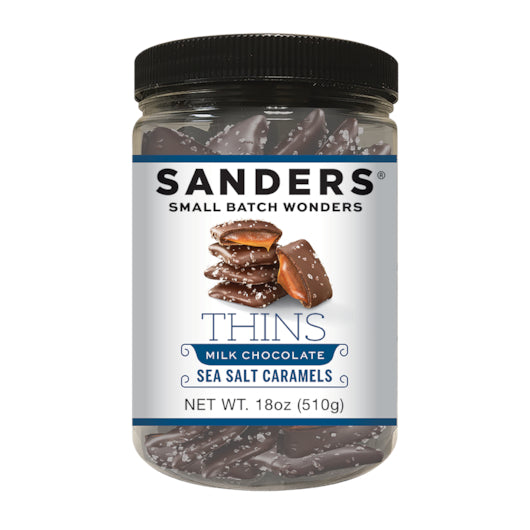 Sanders Milk Chocolate Sea Salt Caramel Thins-18 oz.-6/Case