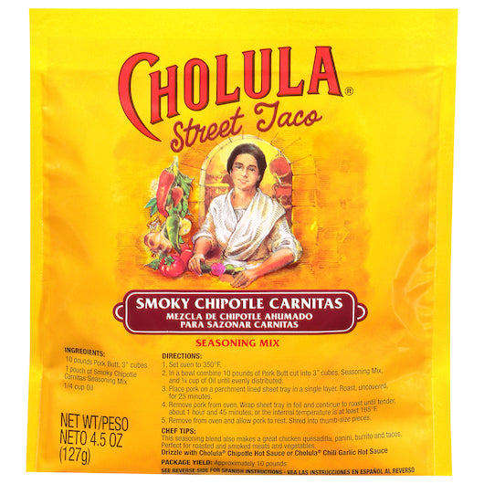 Cholula Street Taco Smoky Chipotle Carnitas Seasoning Packet-4.5 oz.-6/Case