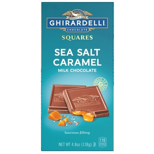 Ghirardelli Milk Chocolate Sea Salt Caramel Squares Bar-4.8 oz.-10/Case