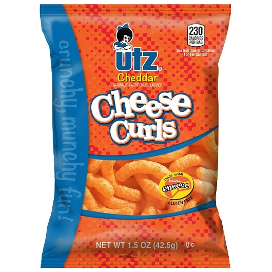 Utz Cheddar Cheese Curls-1.5 oz.-60/Case