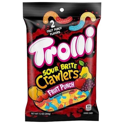 Trolli Fruit Punch Sour Bite Crawlers Gummy Candy-7.2 oz.-8/Case