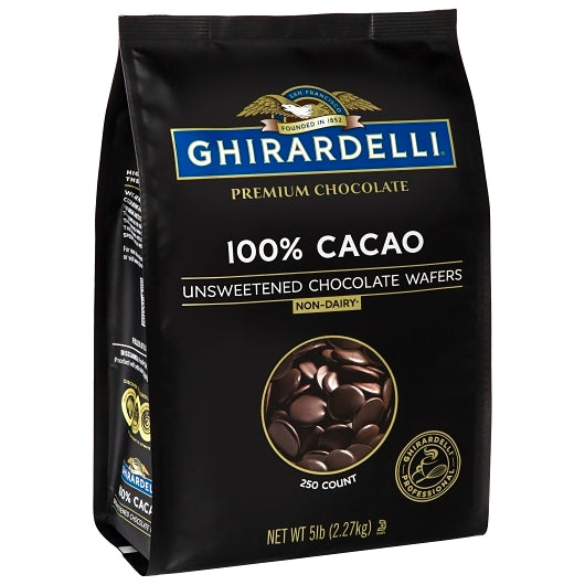 Ghirardelli 100% Unsweetened Chocolate Wafers-80 oz.-2/Case