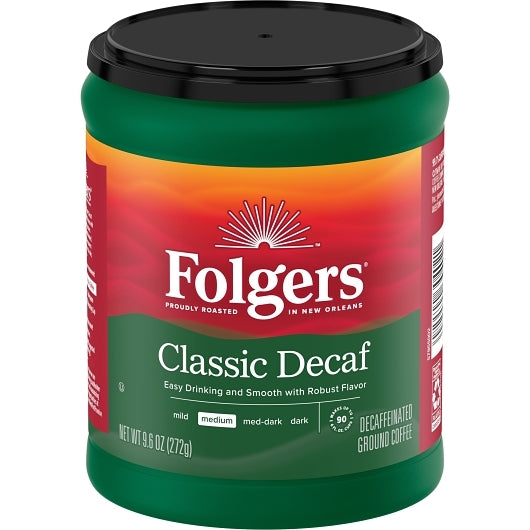 Folgers Decaffeinated Classic Roast-9.6 oz.-6/Case