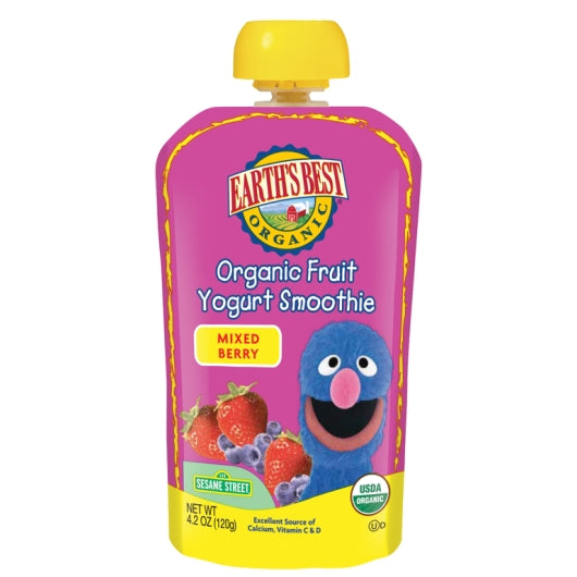 Earth's Best Organic Mixed Berry Yogurt Smoothie Toddler Food Pouch-4.2 oz.-6/Box-2/Case