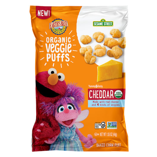 Earth's Best Organic Non-Gmo Cheddar Veggie Puffs Baby Snack Pouch 4/1.55 Oz.