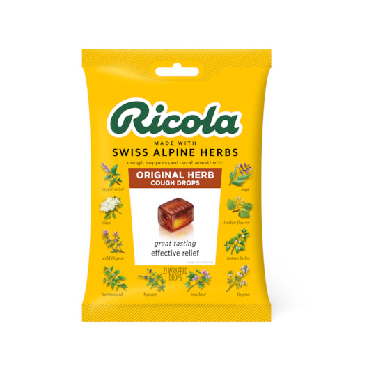 Ricola Original Herbed Bags Cough Drops-21 Count-8/Box-6/Case