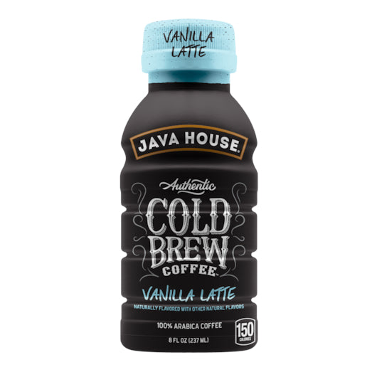 Java House Cold Brew French Vanilla Latte Ready To Drink Coffee Bottle-8 oz.-6/Box-4/Case