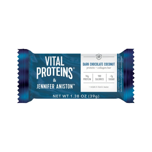 Vital Proteins Jennifer Aniston Protein+Collagen Dark Chocolate Coconut Bar-1.38 oz.-12/Box-4/Case