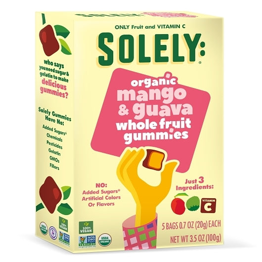 Solely Organic Whole Fruit Mango Guava Gummies-3.5 oz.-8/Case