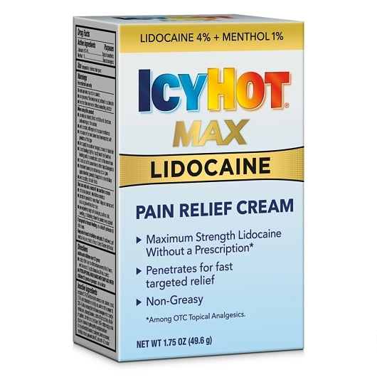 Icy Hot Max Lidocaine Plus Cream Flex Package Menthol-1.75 oz.-4/Box-3/Case