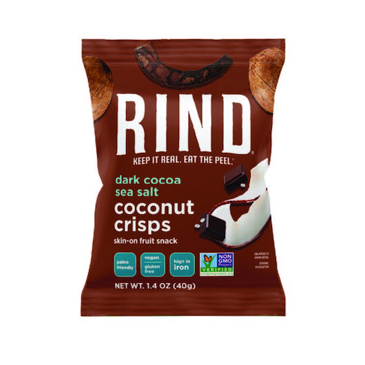 Rind Snacks Case Of Dark Cocoa Sea Salt Coconut Crisps-Single Serve-1.4 oz.-24/Case