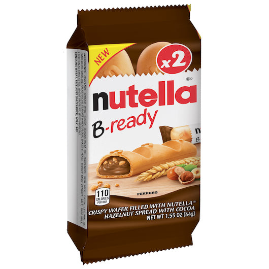 Nutella B-Ready T2x16x4-Crispy Wafer Filled With Nutella Hazelnut Spread-1.55 oz.-16/Box-4/Case