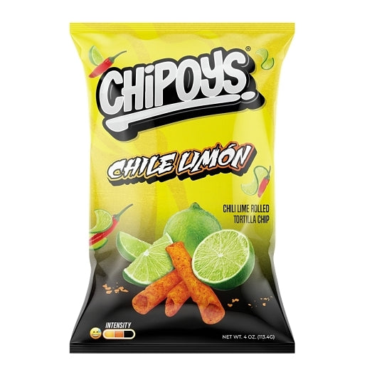 Chipoys Chile Limon Rolled Tortilla Chips-8 Count-8/Box-12/Case