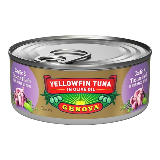 Genova Yellowfin Solid Light Tuna In Garlic And Tuscan Herb Olive Oil Of-5 oz.-12/Case