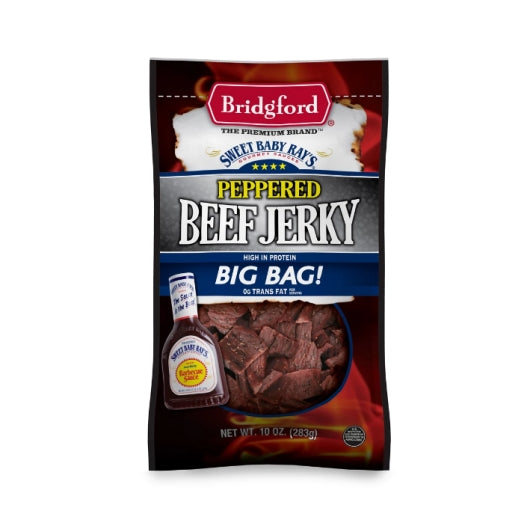 Bridgford Sweet Baby Ray's Peppered Beef Jerky-10 oz.-8/Case