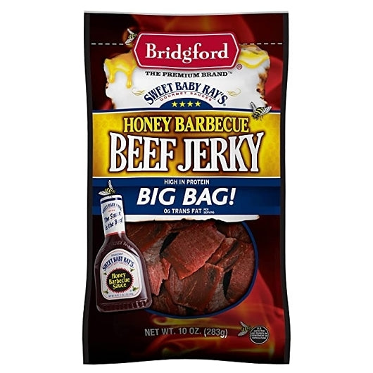 Bridgford Sweet Baby Ray's Honey Barbecue Beef Jerky-10 oz.-8/Case