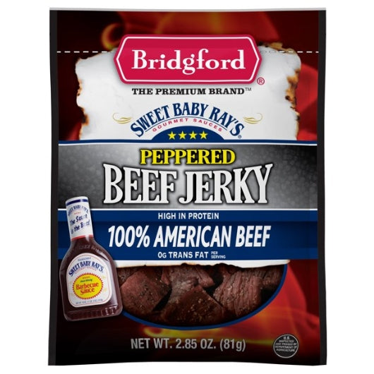 Bridgford Sweet Baby Rays Peppered Beef Jerky-3.25 oz.-12/Case