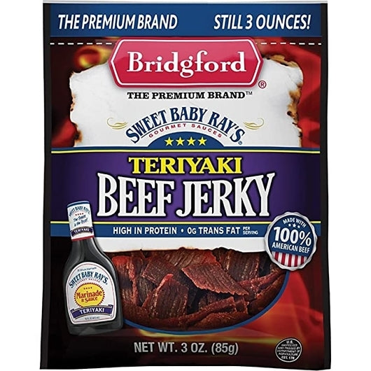 Bridgford Sweet Baby Ray's Sweet Teriyaki Beef Jerky-3.25 oz.-8/Case