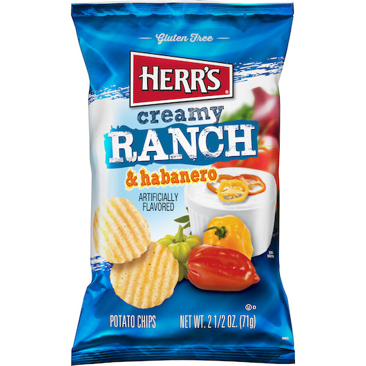 Herr's Creamy Ranch & Habanero Chips-2.5 oz.-24/Case