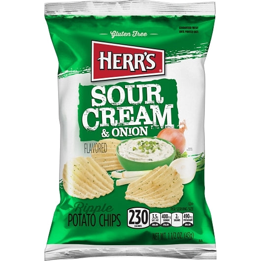 Herr's Sour Cream & Onion Chips-1.5 oz.-60/Case