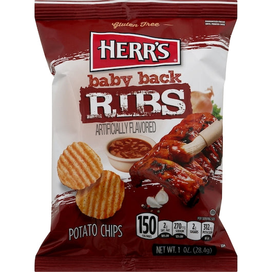 Herr's Baby Back Rib Chips-1.5 oz.-60/Case