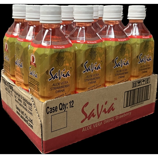 Savia Strawberry Aloe Vera Drink-500 Milliliter-12/Case