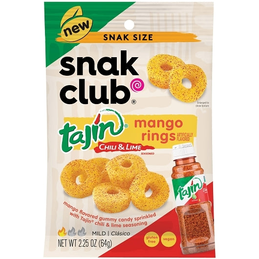 Snak Club Tajin Mango Gummy Rings-2.25 oz.-12/Case