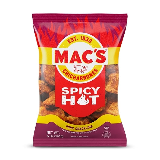 Mac's Case Of Hot Cracklin 12/5 Oz.